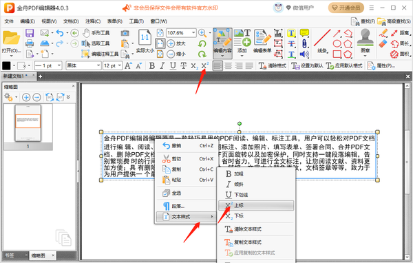 金舟pdf编辑器怎么给文本添加角标符号图2